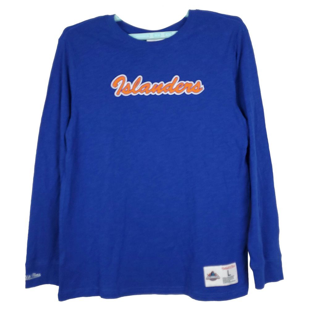 NY Islanders Mitchell & Ness‎ NHL L Large Longsleeve Shirt Logo Blue NWT